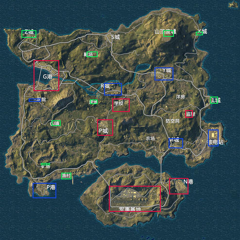 和平精英海岛地图初始降落地点选择