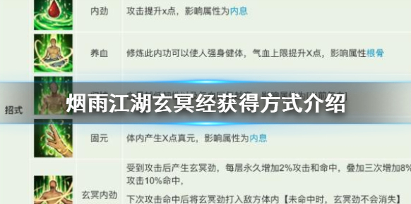 烟雨江湖玄冥经怎么得 烟雨江湖玄冥经获得方式介绍