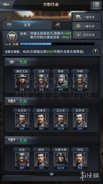 三國群英傳霸王之業(yè)官職