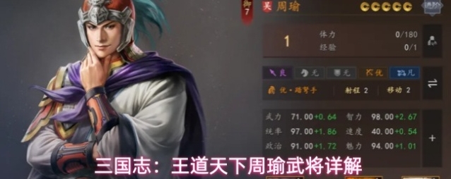 三国志：王道天下周瑜武将详解