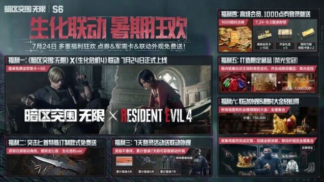 暗区突围无限 × 生化危机4联动7月24日开启 海量点券联动外观免费领取