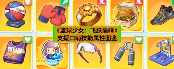 《篮球少女：飞跃巅峰》支援口哨技能属性图鉴